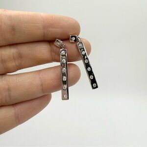 Sterling 925 Silver Crystal Drop Bar Earrings